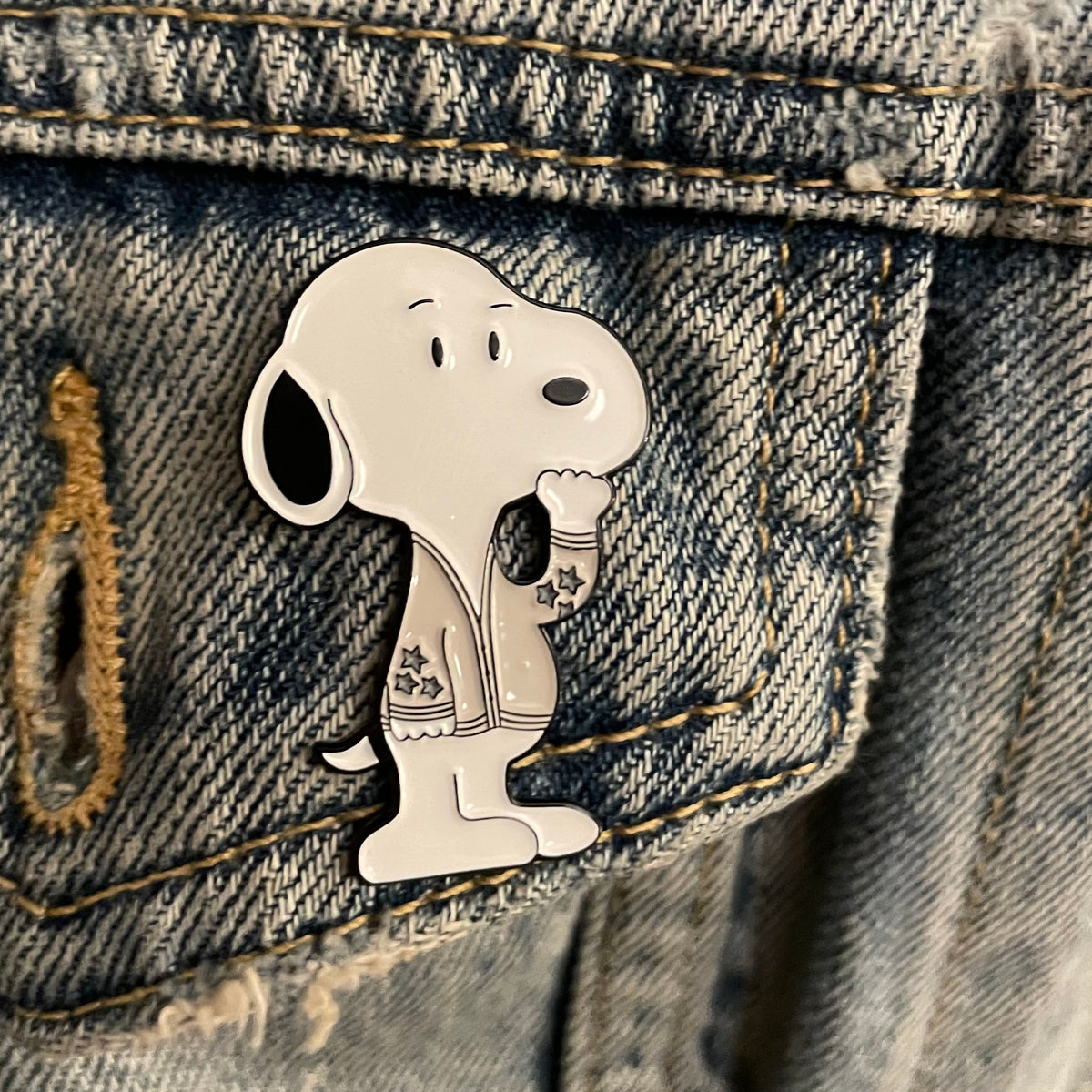 little dog cardigan enamel pin