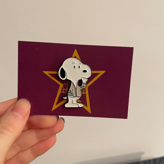 little dog cardigan enamel pin
