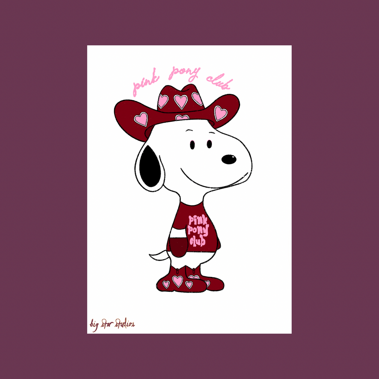 pink pony club snoopy a6 print